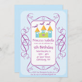 カスタマイズ可能なプリンセス誕生日パーティ 招待状 (正面/裏面)