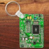 カスタマイズ可能なプリント基板 – 緑オタク系の色 キーホルダー (正面)
