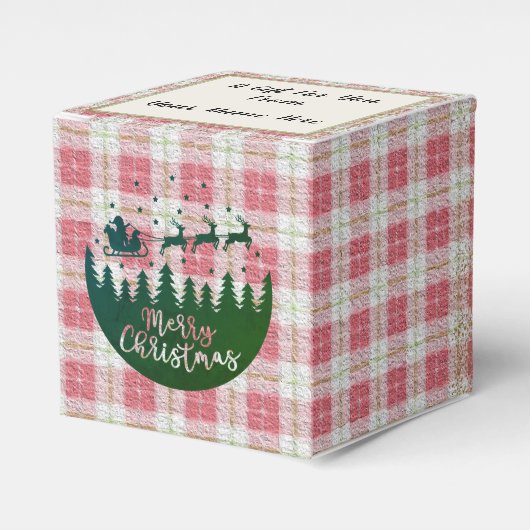 カスタマイズ可能なプレイドメリークリスマスのお気に入り フェイバーボックス (正面サイド)
