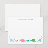 カスタマイズ可能なプレッピーな恐竜の感謝カードステーショナリー ノートカード (正面/裏面)