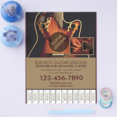 カスタマイズ可能なプロフェッショナルギターレッスンフライヤー チラシ (シングル)