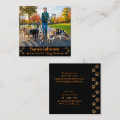 カスタマイズ可能なプロフェッショナルドッグウォーカー名刺 スクエア名刺 (正面/裏面)