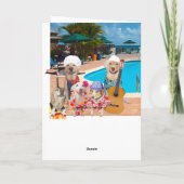 カスタマイズ可能なプールでの楽しい犬/ラブラドール誕生日 サンキューカード (裏面)