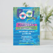 カスタマイズ可能なプールパーティの招待状 出欠カード (スタンド正面)