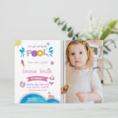 カスタマイズ可能なプールパーティの招待状 子供へ 招待状 (スタンド正面)