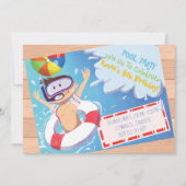 カスタマイズ可能なプールパーティー誕生日招待状。 招待状 (正面)