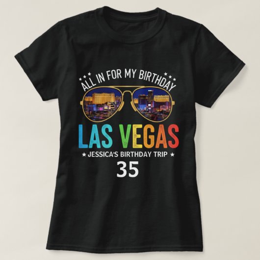 カスタマイズ可能なベガス誕生日グループ旅行Tシャツ Tシャツ (デザイン正面)