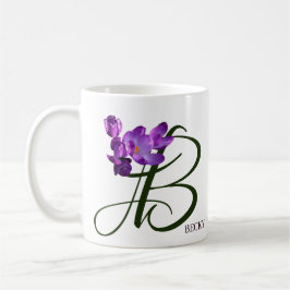 カスタマイズ可能なベッキー名紫色の花トレンディーboho コーヒーマグカップ