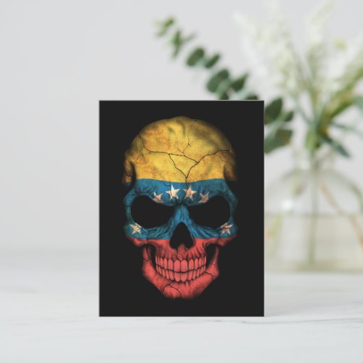 カスタマイズ可能なベネズエラ国旗のスカル ポストカード (スタンド正面)