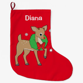 カスタマイズ可能なベビーのトナカイのクリスマスのリース ラージクリスマスストッキング