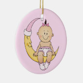 カスタマイズ可能なベビーの初めてのクリスマスの月の女の子 セラミックオーナメント (右)