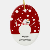 カスタマイズ可能なベビーの初めてのクリスマスの雪だるま セラミックオーナメント (裏面)