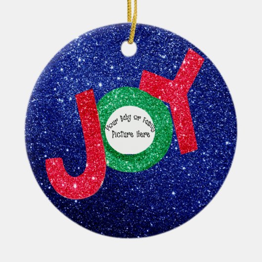 カスタマイズ可能なベビーまたはファミリー写真ジョークリスマス セラミックオーナメント (正面)