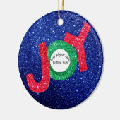 カスタマイズ可能なベビーまたはファミリー写真ジョークリスマス セラミックオーナメント (左)