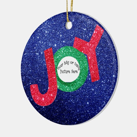 カスタマイズ可能なベビーまたはファミリー写真ジョークリスマス セラミックオーナメント (左)