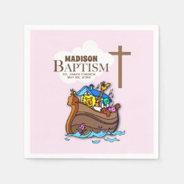 カスタマイズ可能なベビーガールバプティスノアの箱舟 スタンダードカクテルナプキン