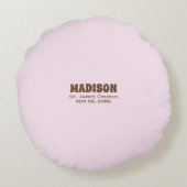 カスタマイズ可能なベビーガールバプティスノアの箱舟 ラウンドクッション (裏面)