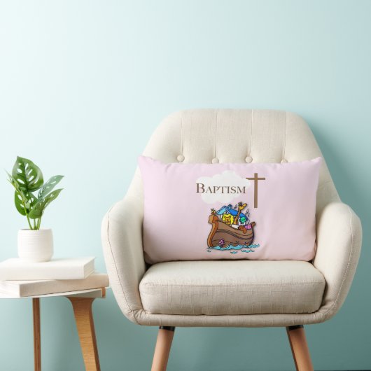 カスタマイズ可能なベビーガールバプティスノアの箱舟 ランバークッション (椅子)