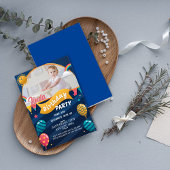 カスタマイズ可能なベビーガール子供の誕生日写真 招待状