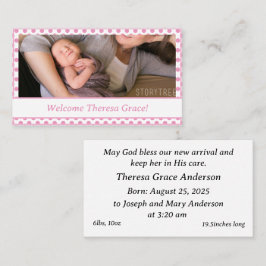 カスタマイズ可能なベビーガール誕生のお知らせ コーリングカード