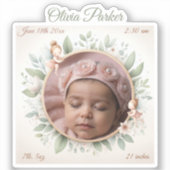 カスタマイズ可能なベビーフォトステッカーと妖精のフレーム シール (正面)