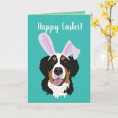 カスタマイズ可能なベルネーズマウンテンドグイースター カード (黄色い花)