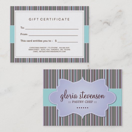 カスタマイズ可能なベーカリーのギフト券 割引カード (正面/裏面)