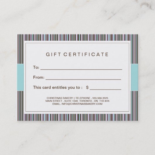 カスタマイズ可能なベーカリーのギフト券 割引カード (正面)