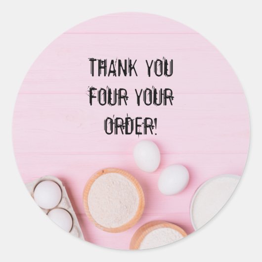 カスタマイズ可能なベーカリーTHANK YOUスタンプ ラウンドシール (正面)