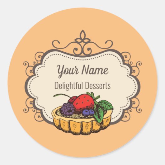 カスタマイズ可能なベーカー生地シェフピーチ ラウンドシール (正面)