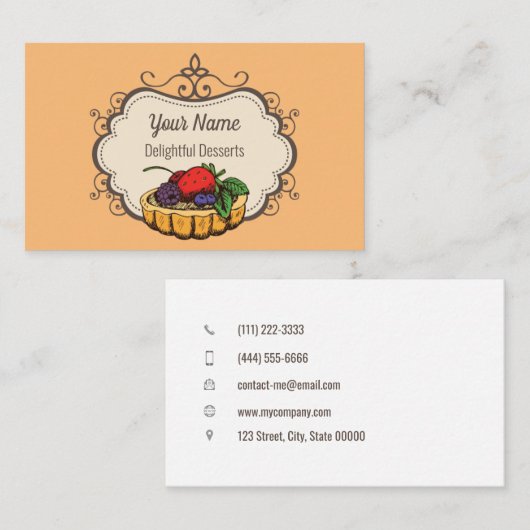 カスタマイズ可能なベーカー生地シェフピーチ 名刺 (正面/裏面)