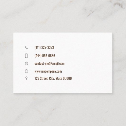 カスタマイズ可能なベーカー生地シェフブラウン 名刺 (裏面)