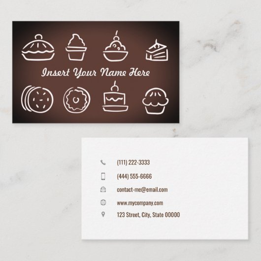 カスタマイズ可能なベーカー生地シェフブラウン 名刺 (正面/裏面)