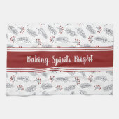 カスタマイズ可能なベーキングスピリッツ明るいクリスマス キッチンタオル (横)
