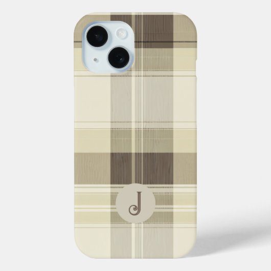 カスタマイズ可能なベージュとブラウンのチェック柄スマホケース Case-Mate iPhoneケース (裏面)
