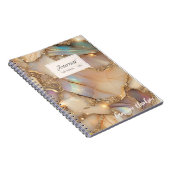 カスタマイズ可能なベージュのホログラフィックアルコールインク（毎日） ノートブック (右側)