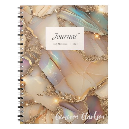 カスタマイズ可能なベージュのホログラフィックアルコールインク（毎日） ノートブック (正面)