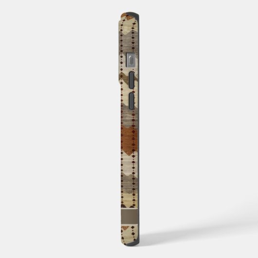 カスタマイズ可能なベージュグレーブラウンアステカパターン iPhoneケース (左側面)