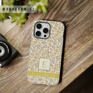 カスタマイズ可能なベージュタンフローラ黄色の花 iPhone 15 PRO MAXケース