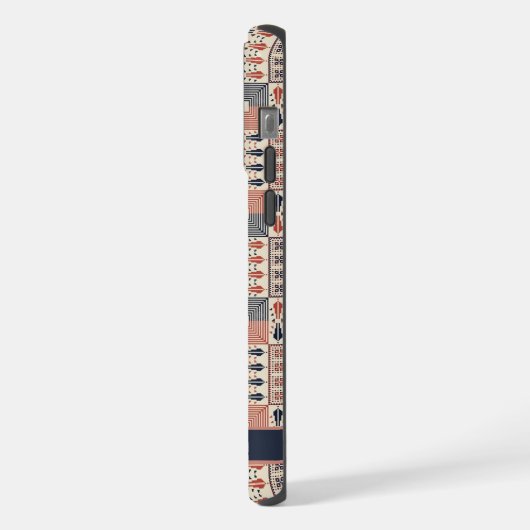 カスタマイズ可能なベージュピンクライトレ市松模様にッド iPhoneケース (左側面)