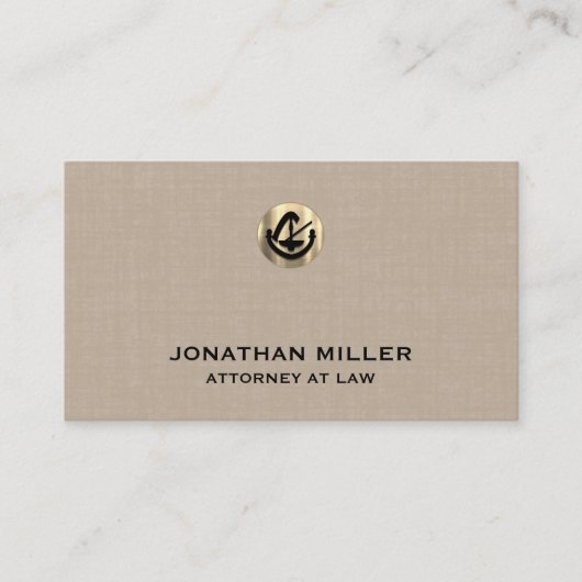 カスタマイズ可能なベージュリネンプリント弁護士 名刺 (正面)