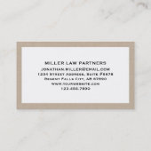 カスタマイズ可能なベージュリネン弁護士名刺 名刺 (裏面)