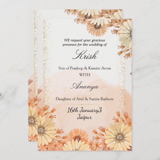 カスタマイズ可能なベージュ&ピンクデザインとボタニカルAc シーズンカード (正面/裏面)