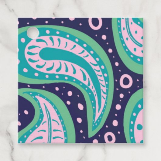 カスタマイズ可能なペイズリーメッセージカード フェイバータグ (正面)