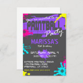 カスタマイズ可能なペイントボールパーティの招待状 出欠カード (正面/裏面)