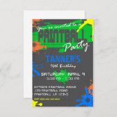 カスタマイズ可能なペイントボールパーティの招待状 出欠カード (正面/裏面)