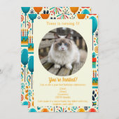 カスタマイズ可能なペットの誕生日招待状カード 招待状 (正面/裏面)