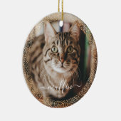 カスタマイズ可能なペットキャットフォト金ゴールドグリッタークリスマス セラミックオーナメント (右)