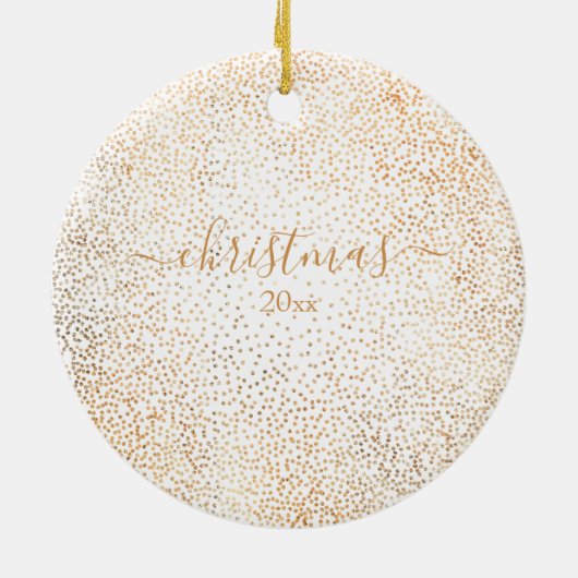 カスタマイズ可能なペットキャットフォト金ゴールドグリッタークリスマス セラミックオーナメント (裏面)