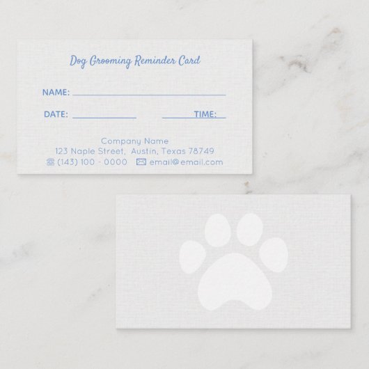 カスタマイズ可能なペットグルーミング会社リマインダーカード エンクロージャーカード (正面/裏面)